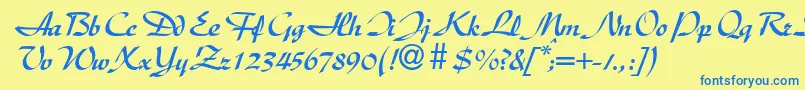 DischanddbNormal Font – Blue Fonts on Yellow Background