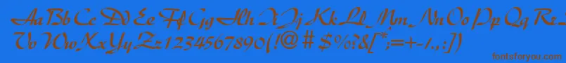 DischanddbNormal Font – Brown Fonts on Blue Background