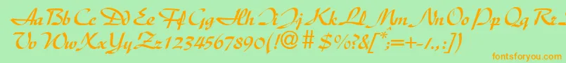 DischanddbNormal Font – Orange Fonts on Green Background