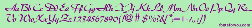 DischanddbNormal Font – Purple Fonts on Green Background