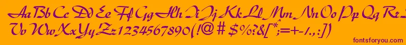 DischanddbNormal Font – Purple Fonts on Orange Background