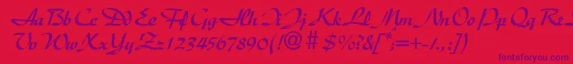 DischanddbNormal Font – Purple Fonts on Red Background