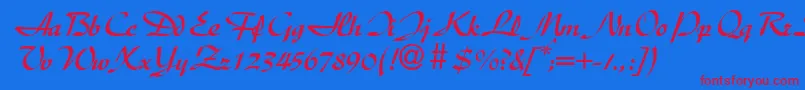 DischanddbNormal Font – Red Fonts on Blue Background