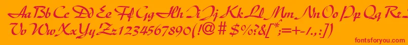 フォントDischanddbNormal – オレンジの背景に赤い文字
