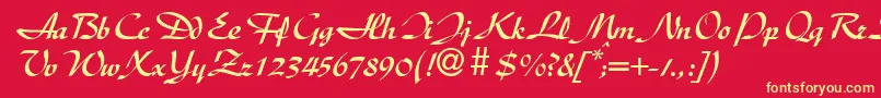 DischanddbNormal Font – Yellow Fonts on Red Background