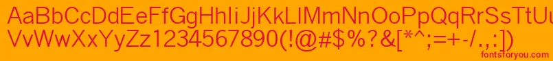 Quicktype-Schriftart – Rote Schriften auf orangefarbenem Hintergrund