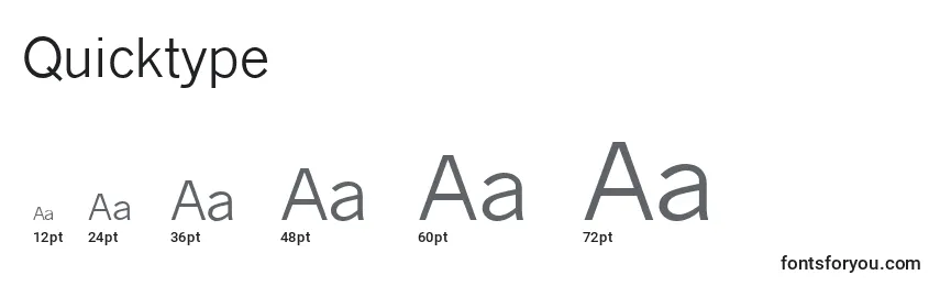 Размеры шрифта Quicktype