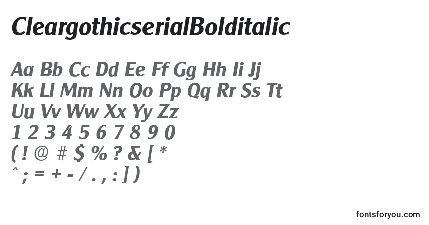 Czcionka CleargothicserialBolditalic – alfabet, cyfry, specjalne znaki