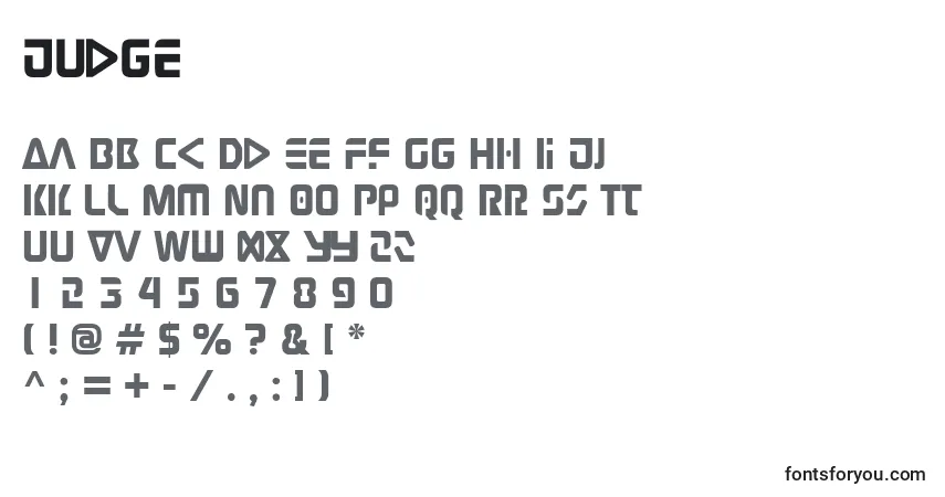 Czcionka Judge – alfabet, cyfry, specjalne znaki