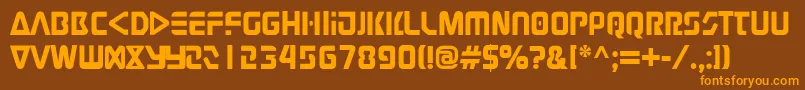 Judge-Schriftart – Orangefarbene Schriften auf braunem Hintergrund