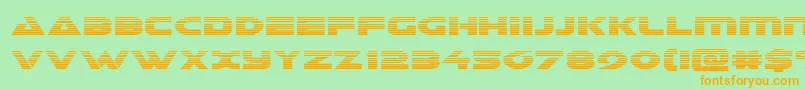 フォントGalantgrad – オレンジの文字が緑の背景にあります。