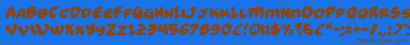 Funny2-Schriftart – Braune Schriften auf blauem Hintergrund