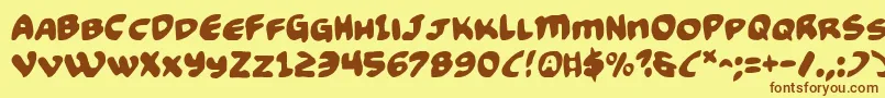 フォントFunny2 – 茶色の文字が黄色の背景にあります。