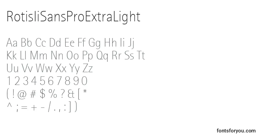 RotisIiSansProExtraLight-fontti – aakkoset, numerot, erikoismerkit