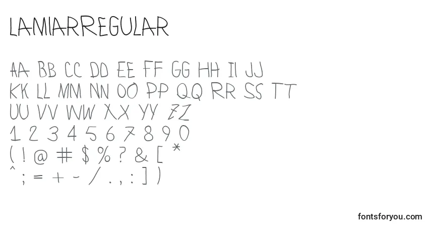 Schriftart LamiarRegular – Alphabet, Zahlen, spezielle Symbole