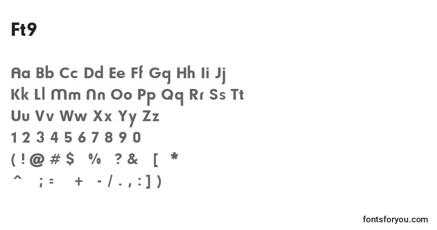 Schriftart Ft9 – Alphabet, Zahlen, spezielle Symbole