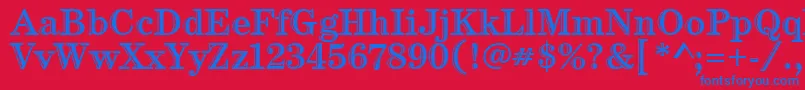 CenturyHtldItcTt-Schriftart – Blaue Schriften auf rotem Hintergrund