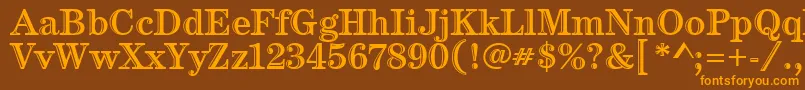 CenturyHtldItcTt-Schriftart – Orangefarbene Schriften auf braunem Hintergrund
