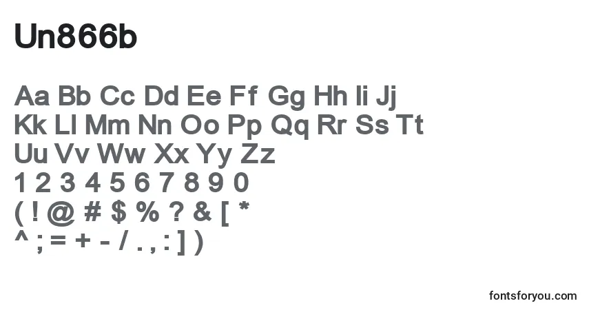 A fonte Un866b – alfabeto, números, caracteres especiais