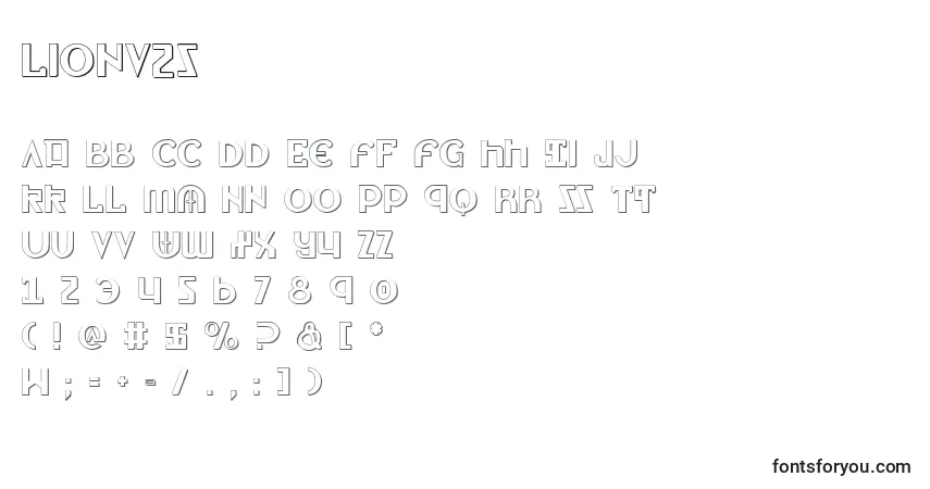 A fonte Lionv2s – alfabeto, números, caracteres especiais