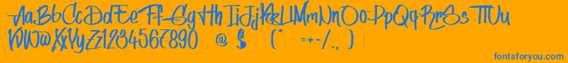 IndyWomen-Schriftart – Blaue Schriften auf orangefarbenem Hintergrund