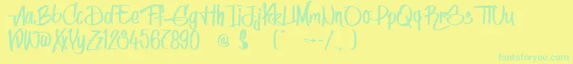 IndyWomen-Schriftart – Grüne Schriften auf gelbem Hintergrund