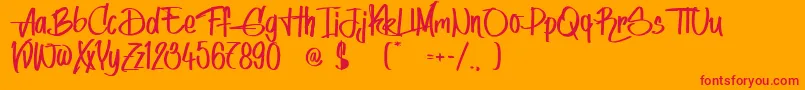 Czcionka IndyWomen – czerwone czcionki na pomarańczowym tle