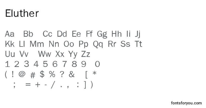 Шрифт ElutheraLight1 – алфавит, цифры, специальные символы