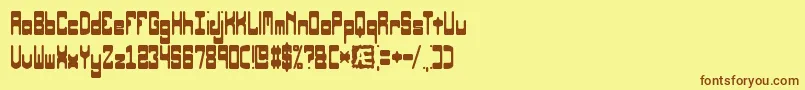 フォントOrbicularBrk – 茶色の文字が黄色の背景にあります。