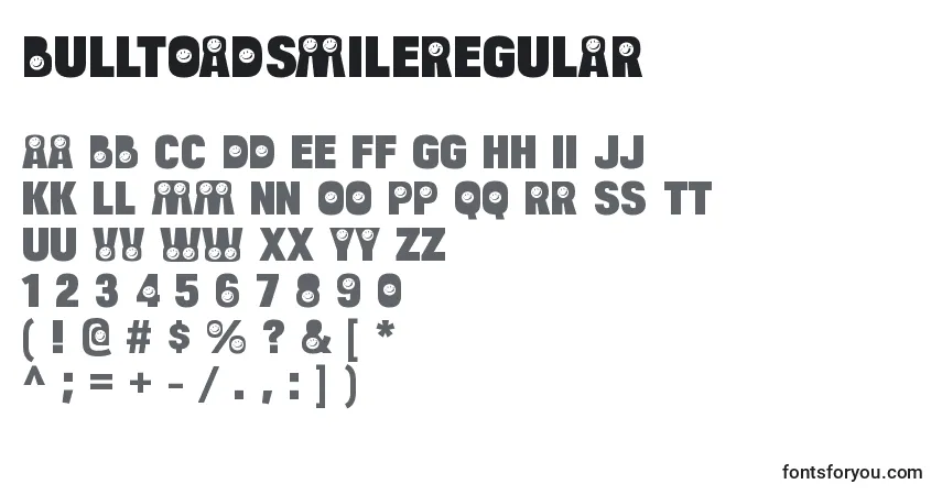 A fonte BulltoadsmileRegular – alfabeto, números, caracteres especiais