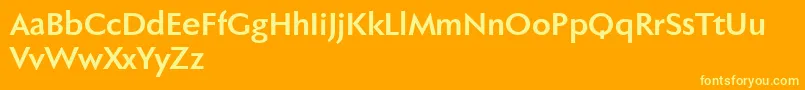 Fabersanspro75reduced-Schriftart – Gelbe Schriften auf orangefarbenem Hintergrund