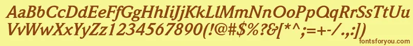 フォントWeidemannstdBolditalic – 茶色の文字が黄色の背景にあります。