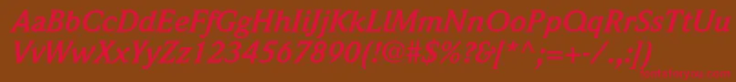 WeidemannstdBolditalic Font – Red Fonts on Brown Background