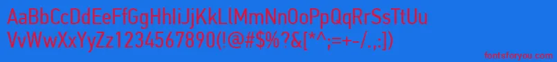 PfdintextcondproRegular Font – Red Fonts on Blue Background
