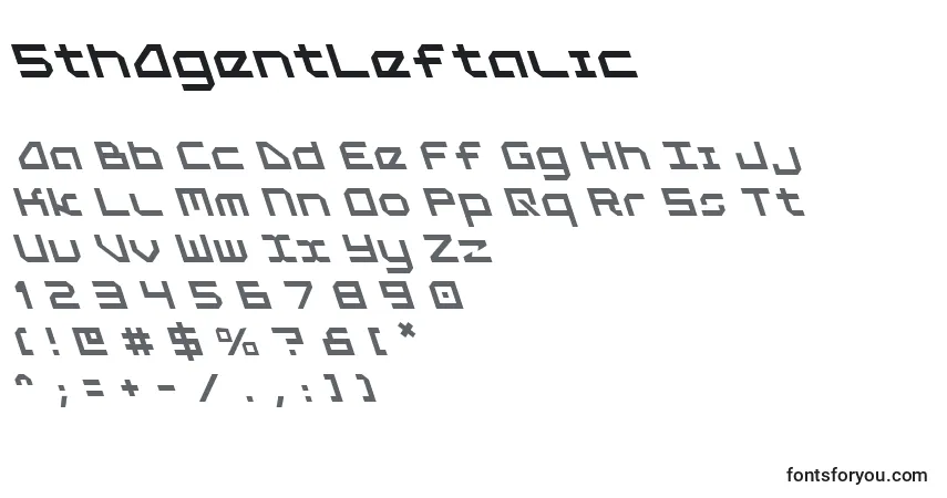 A fonte 5thAgentLeftalic – alfabeto, números, caracteres especiais