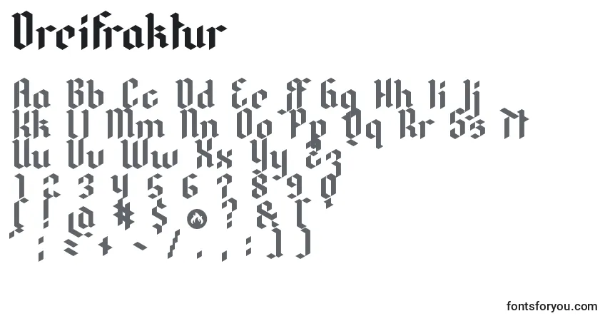 A fonte Dreifraktur – alfabeto, números, caracteres especiais