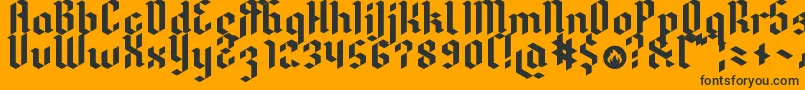 Dreifraktur-Schriftart – Schwarze Schriften auf orangefarbenem Hintergrund