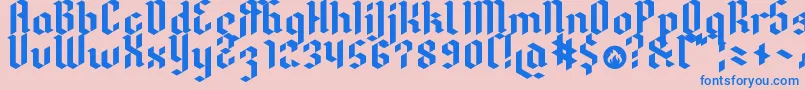 Dreifraktur Font – Blue Fonts on Pink Background