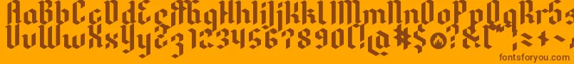 Dreifraktur-Schriftart – Braune Schriften auf orangefarbenem Hintergrund