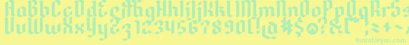 Dreifraktur Font – Green Fonts on Yellow Background