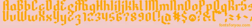 Dreifraktur-Schriftart – Orangefarbene Schriften auf rosa Hintergrund