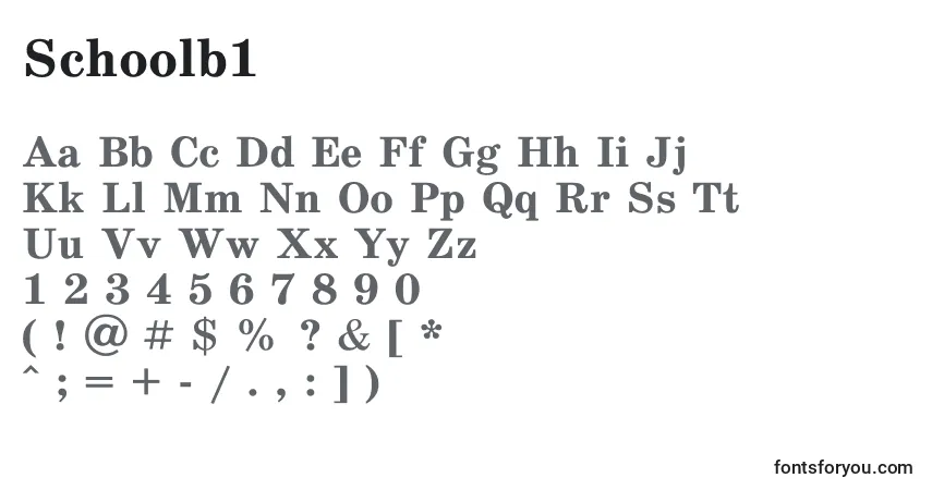 Schriftart Schoolb1 – Alphabet, Zahlen, spezielle Symbole