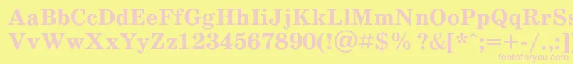 Schoolb1-fontti – vaaleanpunaiset fontit keltaisella taustalla