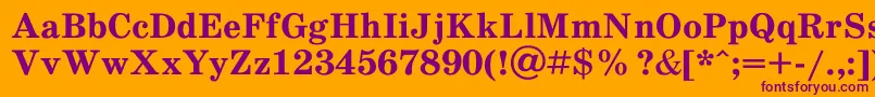 Schoolb1-fontti – violetit fontit oranssilla taustalla