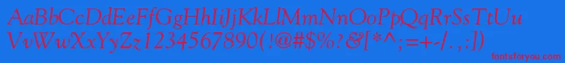 GoudystdItalic Font – Red Fonts on Blue Background