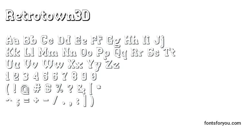 Retrotown3Dフォント–アルファベット、数字、特殊文字
