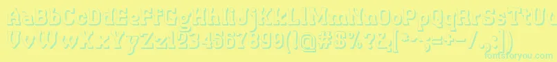 Retrotown3D-Schriftart – Grüne Schriften auf gelbem Hintergrund