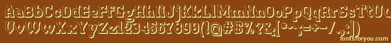 Retrotown3D-fontti – keltaiset fontit ruskealla taustalla