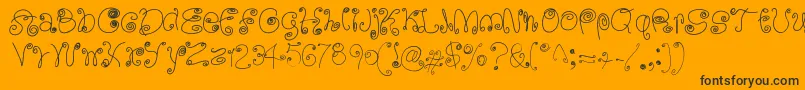 SquigglyLittleWiggly-Schriftart – Schwarze Schriften auf orangefarbenem Hintergrund