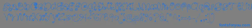 SquigglyLittleWiggly-fontti – siniset fontit harmaalla taustalla